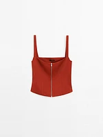 Strappy corset top with zip