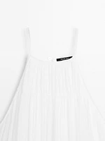 Robe longue plissée froncée