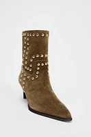 SUEDE STUDDED ANKLE BOOTS