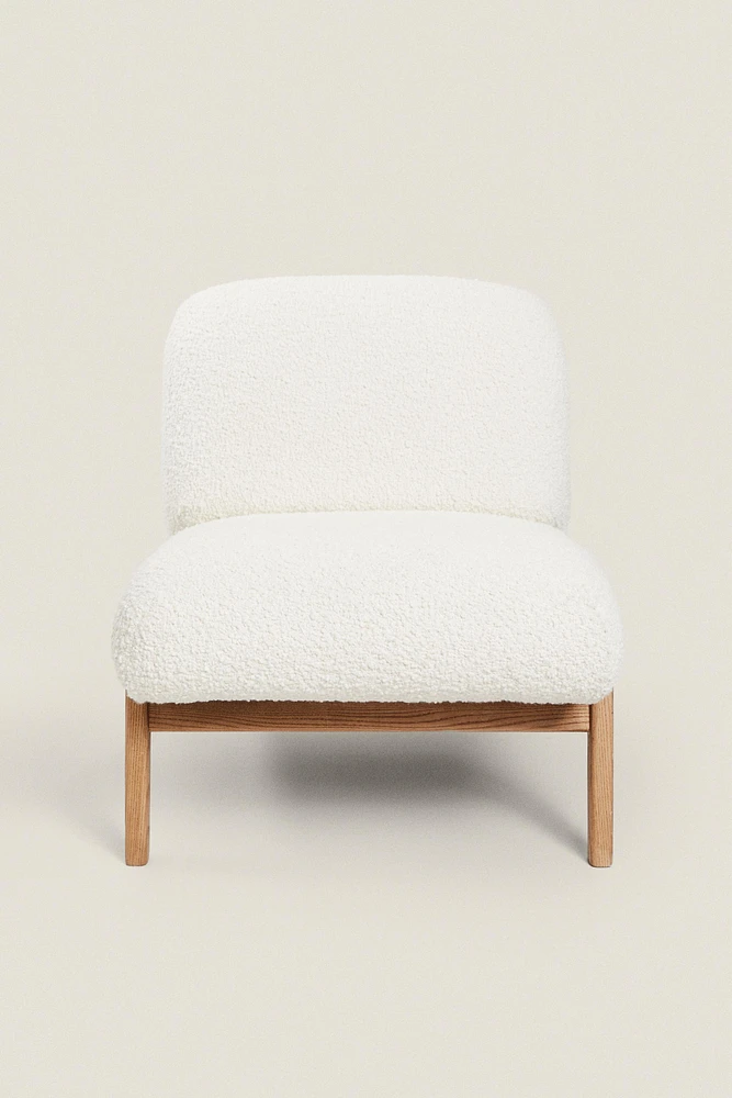 UPHOLSTERED BOUCLÉ WOOL ARMCHAIR