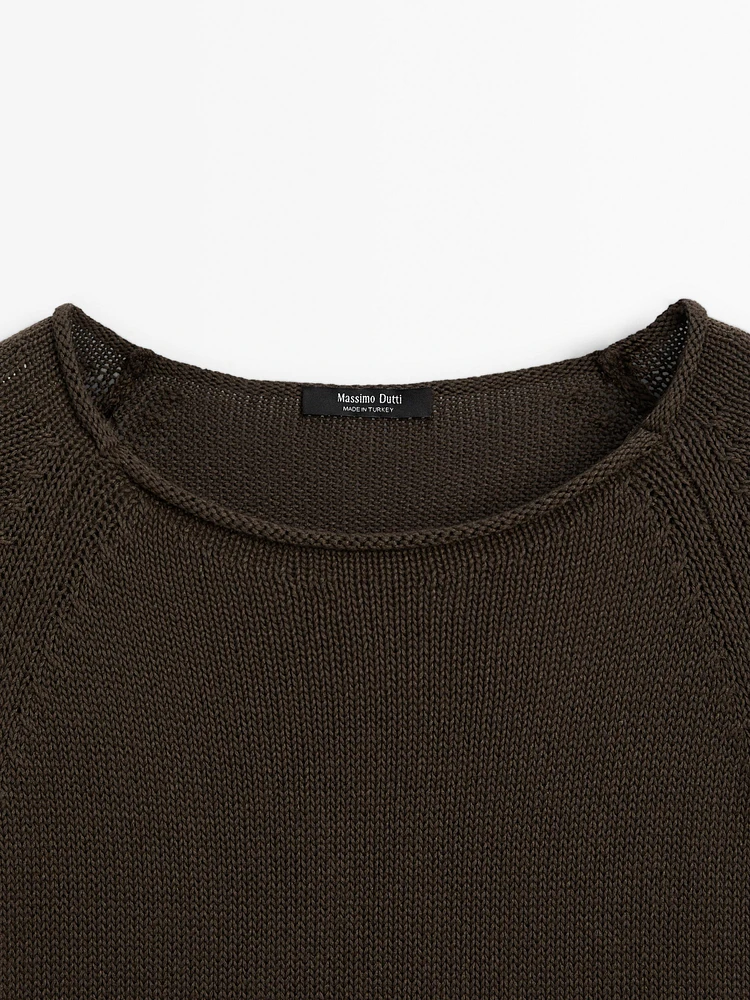 Pull en maille perlée ajourée