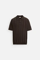 RIBBED KNIT POLO SHIRT