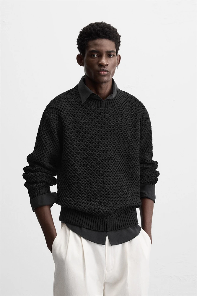STRUCTURED OPENWORK SWEATER