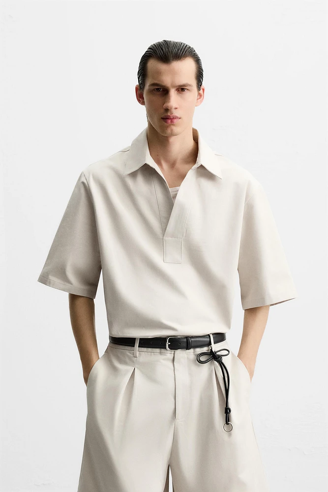 CHEMISE POLO EN COTON ET LIN