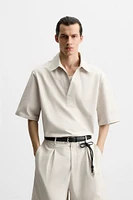 CHEMISE POLO EN COTON ET LIN