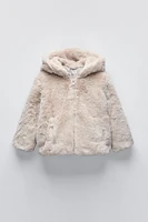 HOODED FAUX FUR JACKET