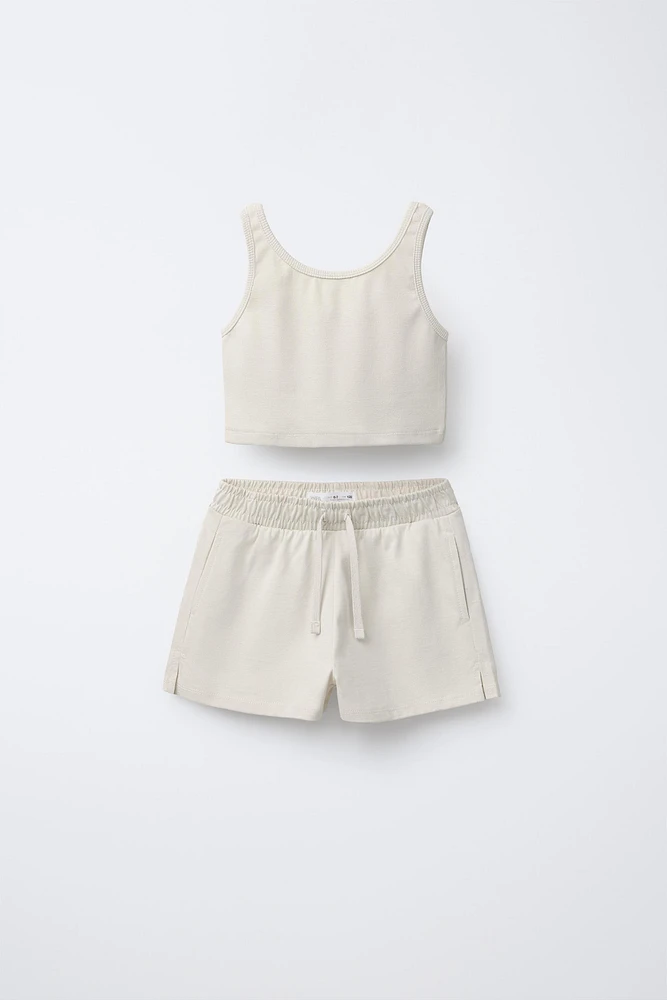 RIBBED T-SHIRT AND HEAVY BERMUDA SET