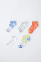 LOT DE CINQ PAIRES SOCQUETTES COURTES À RAYURES