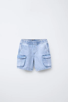 DENIM CARGO SHORTS