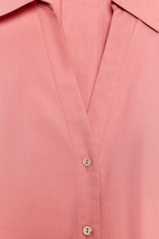 CHEMISE EN POPELINE AVEC MANCHES LARGES