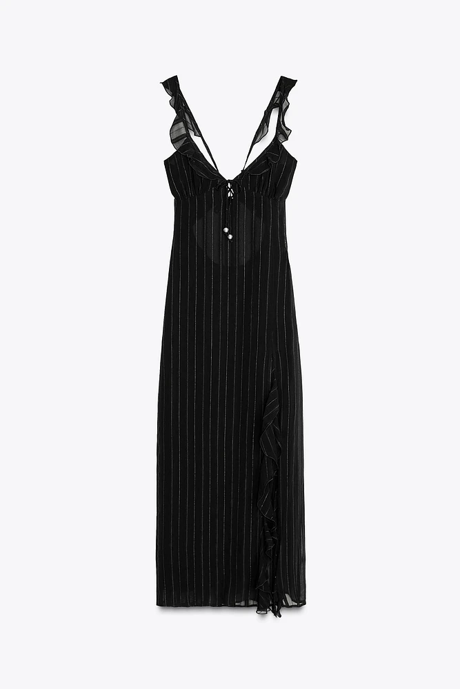 ROBE MI-LONGUE LINGERIE FIL MÉTALLISÉ