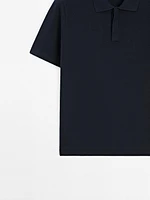 Cotton blend knit polo shirt