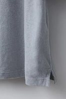 COTTON AND LINEN T-SHIRT WITH TEXT