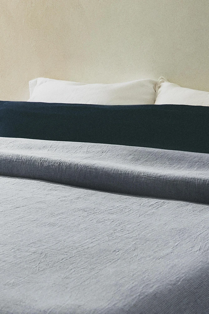 HOUSSE DE COUETTE LIN COTON RAYURES