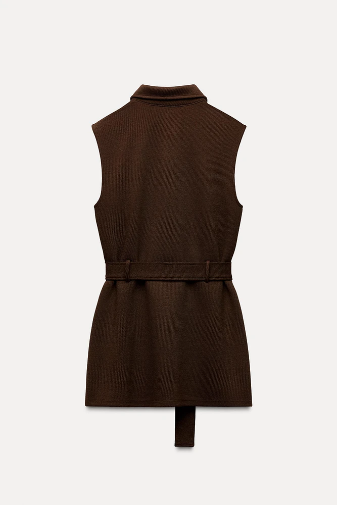 TWILL BELTED VEST