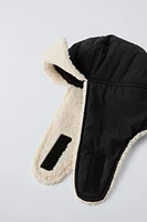 FAUX SHEARLING NYLON CAP