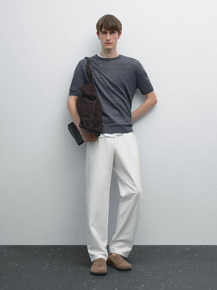 100% linen short sleeve knit sweater