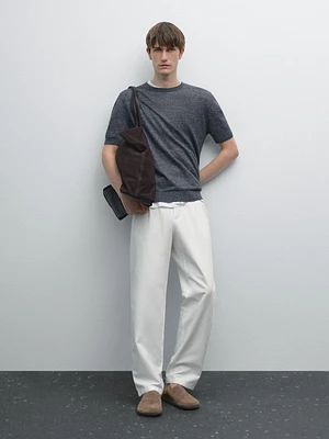 100% linen short sleeve knit sweater
