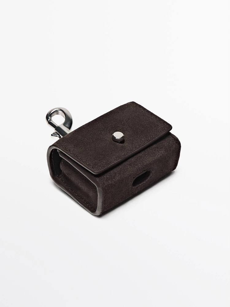 Split suede leather AirPods case