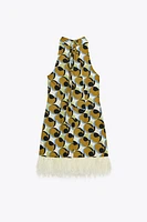 ROBE COURTE IMPRIMÉE GÉOMÉTRIQUE PLUMES