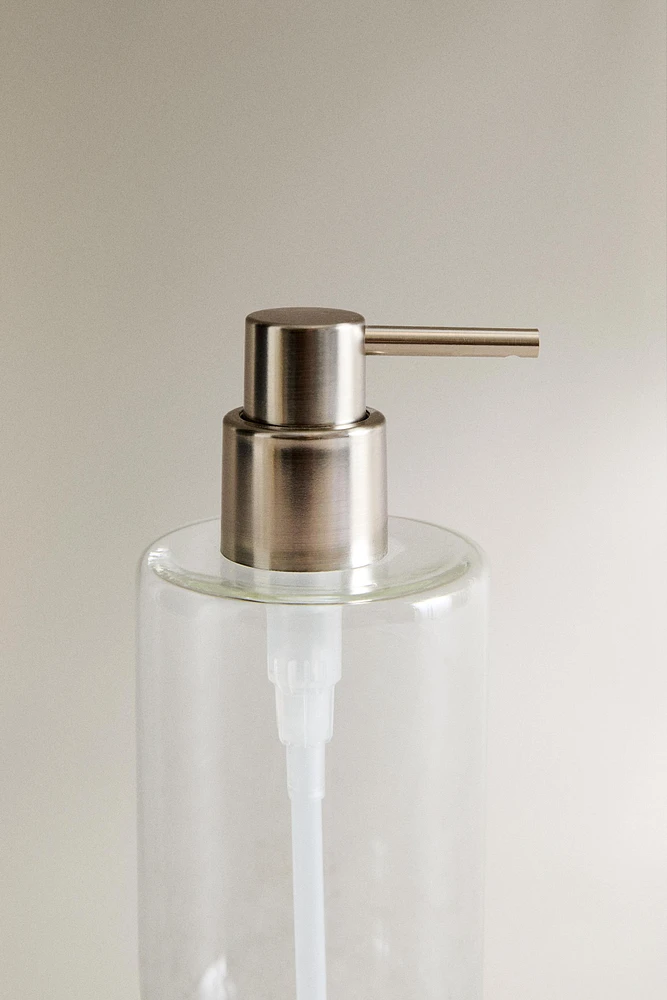 BOROSILICATE GLASS SOAP DISPENSER WITH SLOGAN