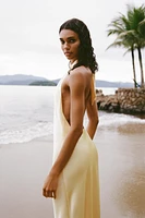 SATIN HALTER MIDI DRESS