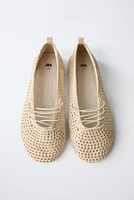 CROCHET LACE-UP BALLET FLATS