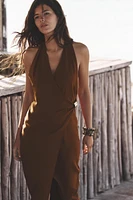 LINEN MIDI DRESS WITH GOLD APPLIQUÉ