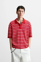 POLO EN MAILLE JACQUARD À RAYURES