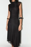RUCHED TULLE DRESS