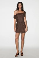 ROBE COURTE EN MATIÈRES VARIÉES ASYMÉTRIQUE