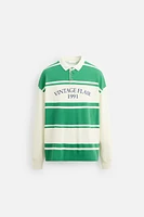 STRIPED TEXT POLO SHIRT