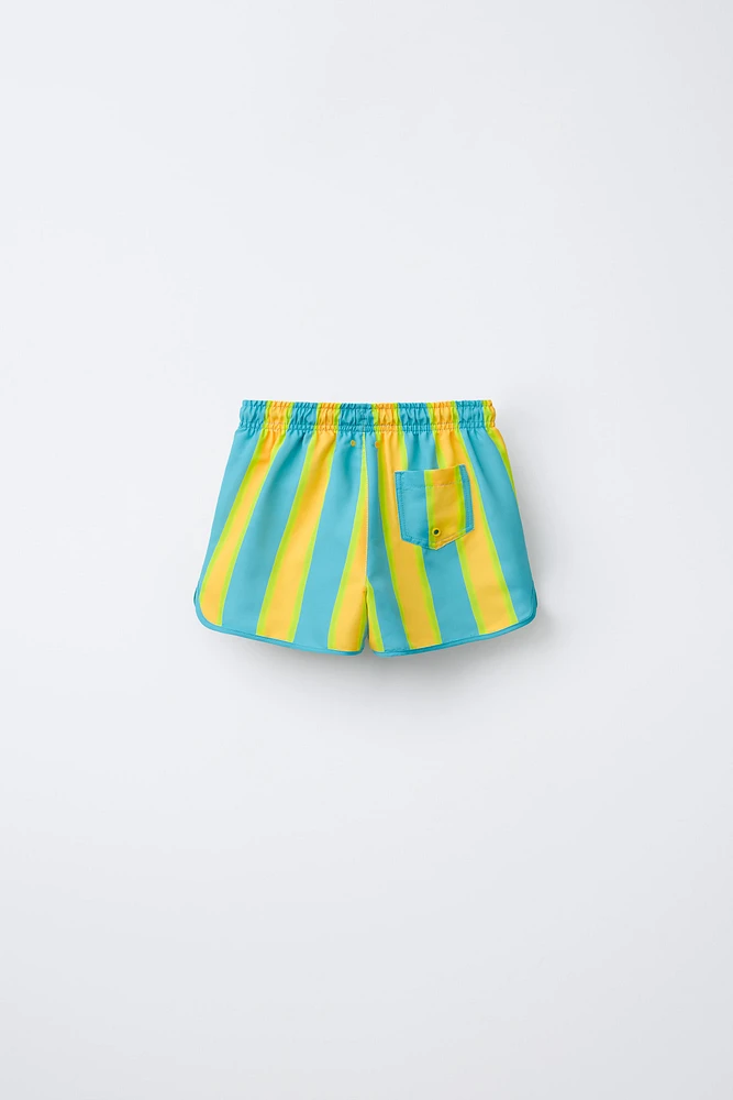 6-14 YEARS/STRIPED SHORT SWIM SHORTS
