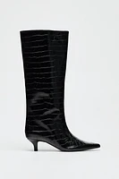 MOCK CROC KITTEN HEEL BOOT