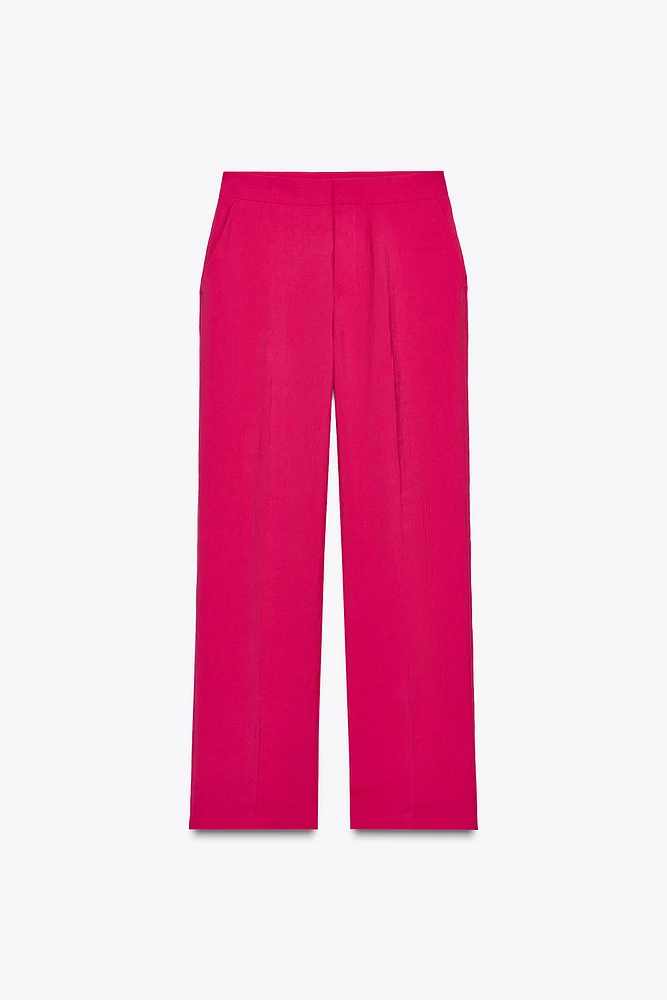 PANTALON DROIT EFFET PLISSÉ