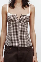 COMBINED GINGHAM STRETCH TOP