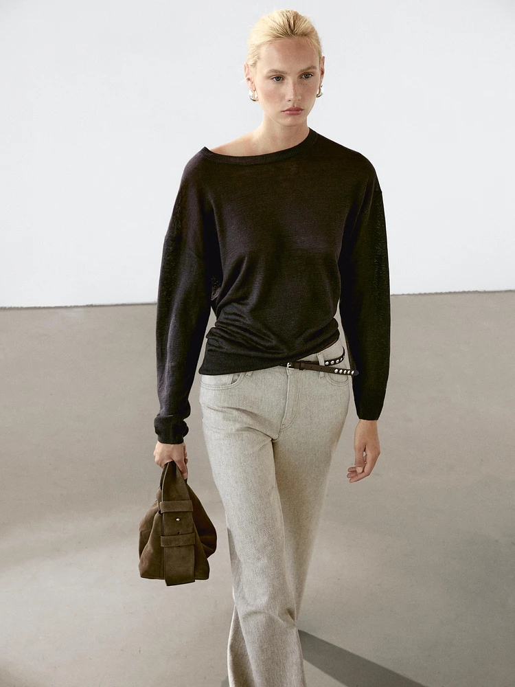 100% linen oversize knit sweater