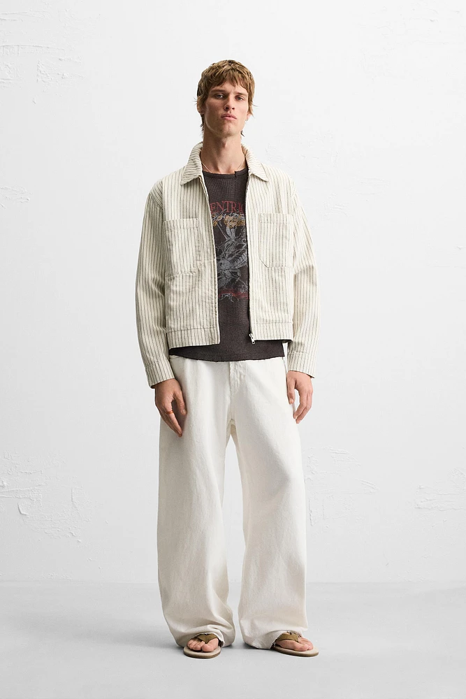 STRIPED POCKET OVERSHIRT
