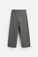 BELTED HERRINGBONE PANTS