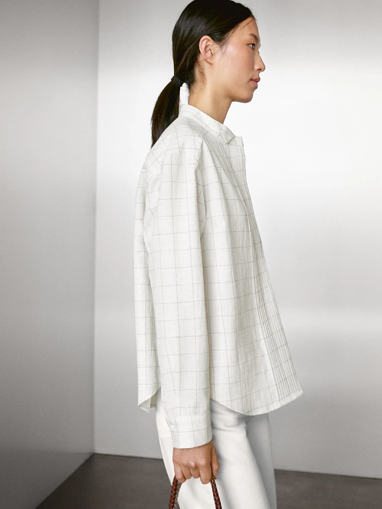 Check shirt with pintucks