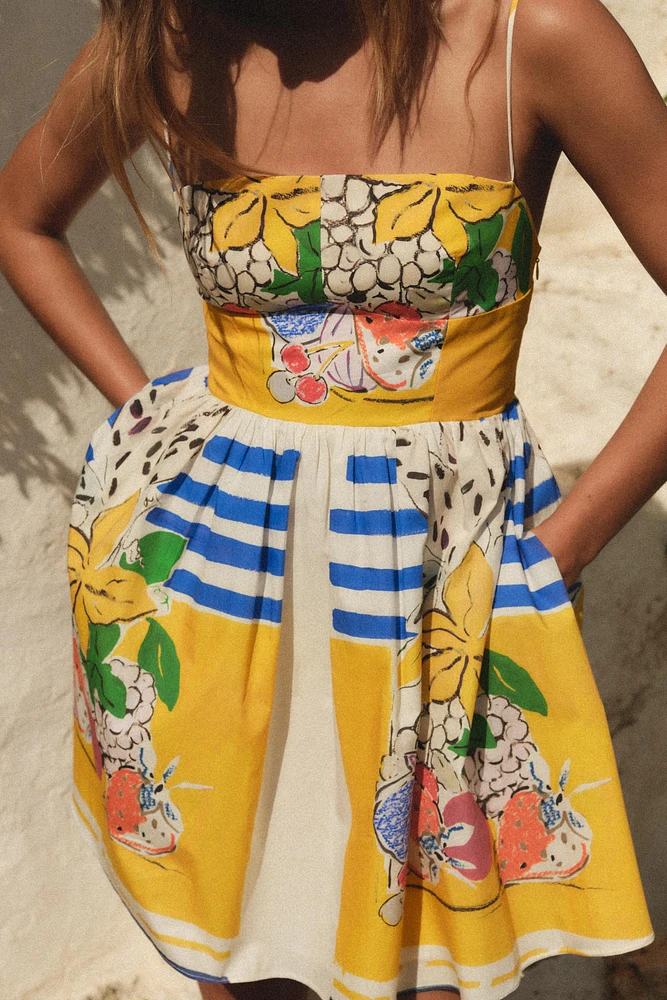FRUIT PRINT POPLIN DRESS