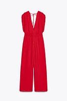 WIDE V-NECK JUMPSUIT