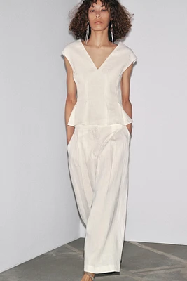 100% LINEN PLEATED TOP ZW COLLECTION