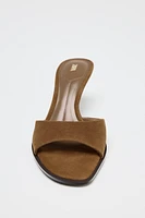SPLIT LEATHER HEELED SANDALS