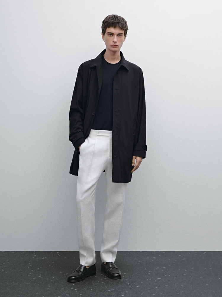 100% linen darted trousers
