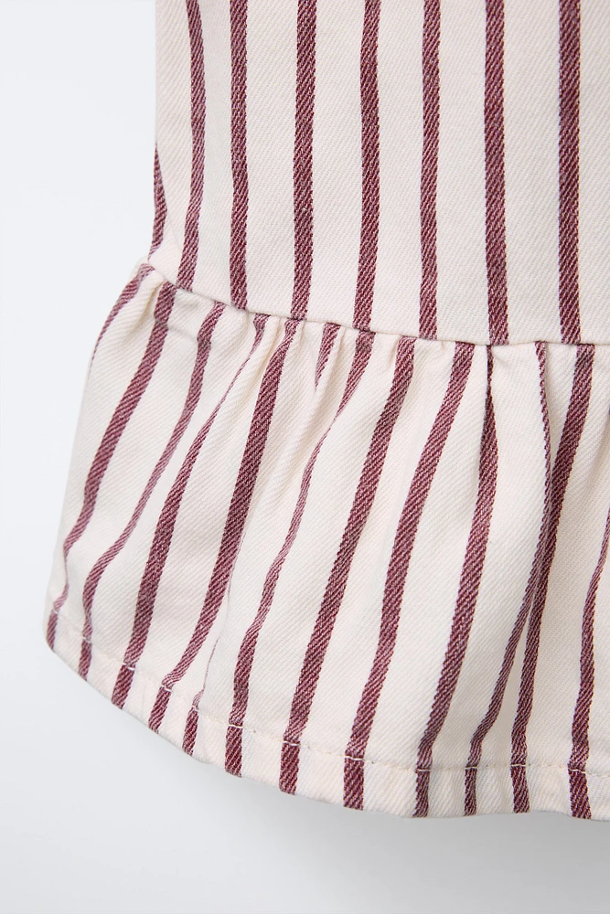 STRIPED TWILL TOP