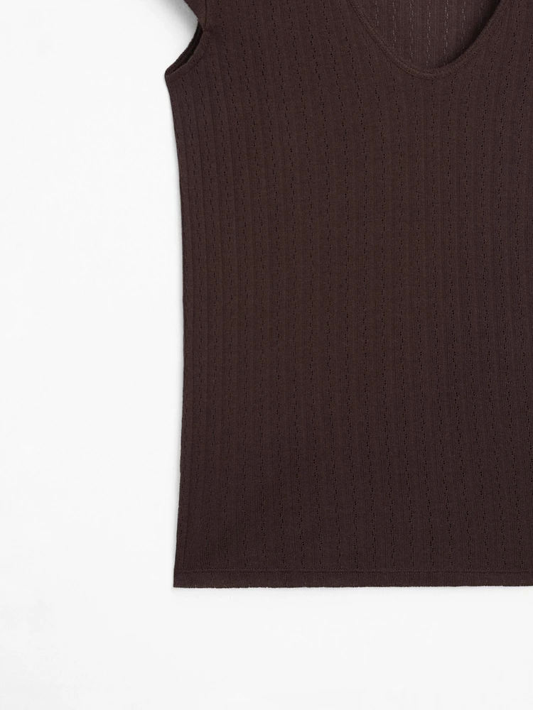 T-shirt maille ajourée pointelle