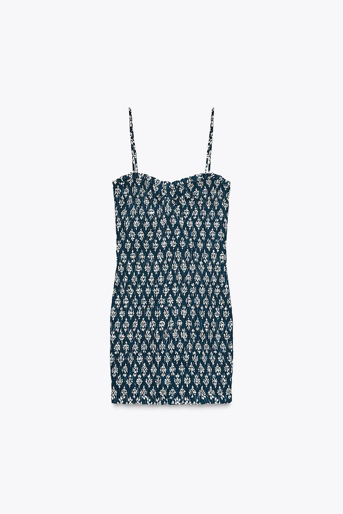 ROBE COURTE IMPRIMÉE NID D'ABEILLE