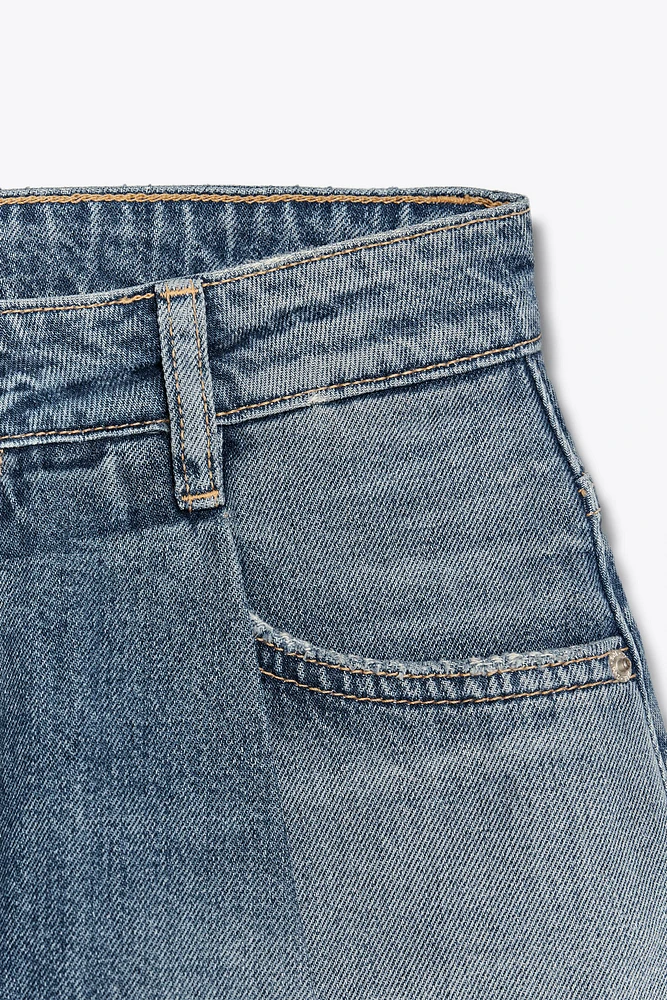 TRF PLEATED DENIM SHORTS