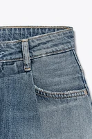TRF PLEATED DENIM SHORTS